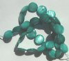 16 inch strand of 10mm Teal Mother of Pearl Disks